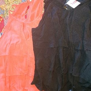 BCNU xs black and peach flare tank tops    SET $20